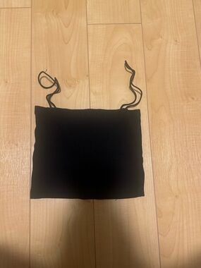 Black Ribbed Crop Top with Spaghetti Straps